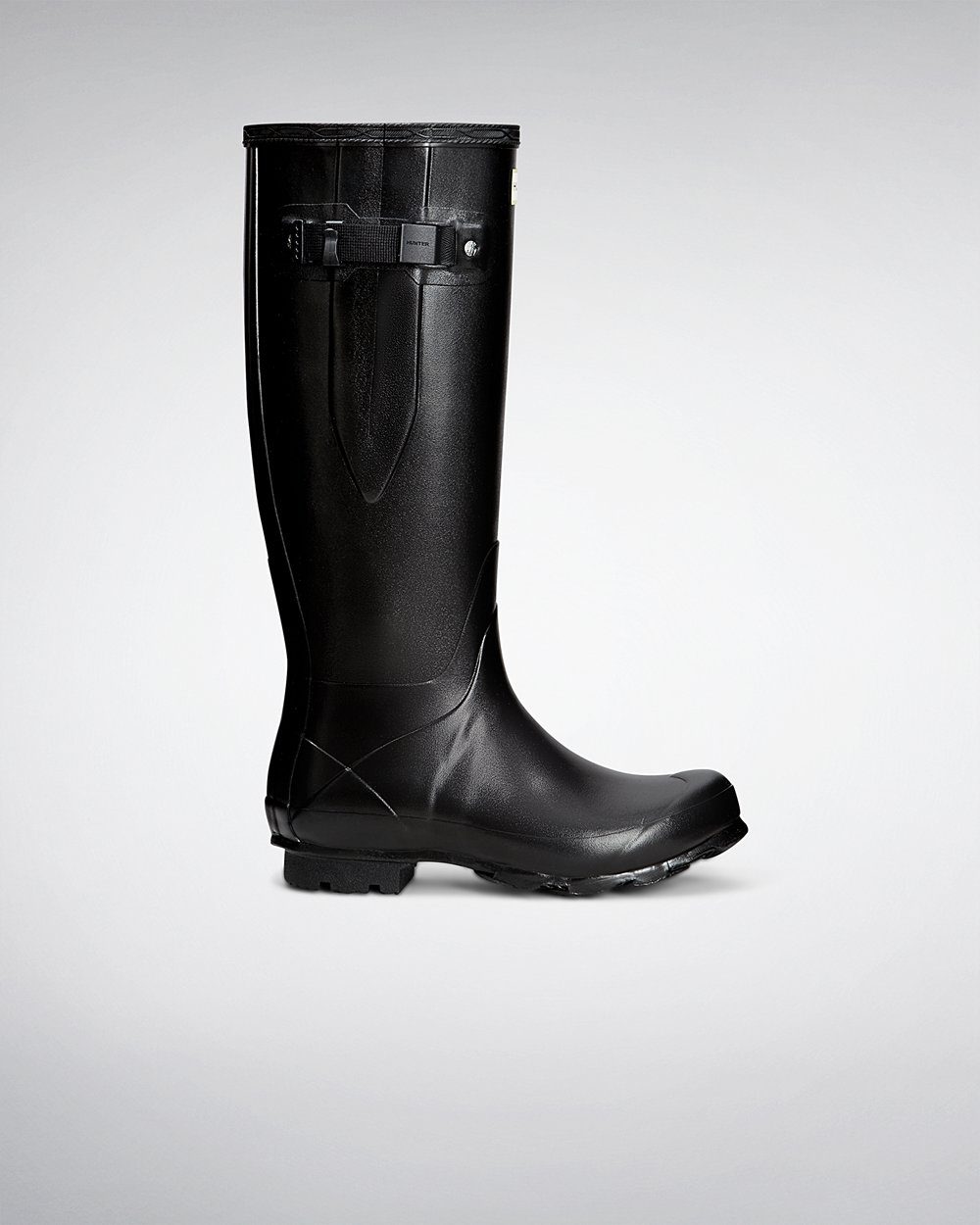 Hunter Norris Field Side Adjustable Tall Rain Boots - Clearance Sale Womens Black - HFULKP701